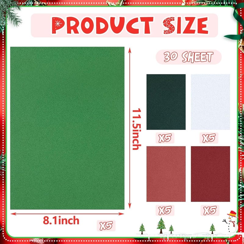 JULBEAR 30 Sheets Christmas Cardstock Paper, 5 Colors 8.5x11" Red Green Pastel Printer Construction Paper Christmas Crafts for Kids Scrapbook School Printing DIY Craft, Greeting Cards Birthdays - Image 2